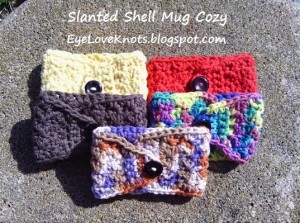 Crochet Slanted Shell Coffee Mug Cozy by EyeLoveKnots