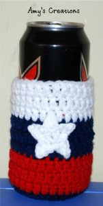 Crochet Red, White and Blue Can Cozy by Crochet Jewel