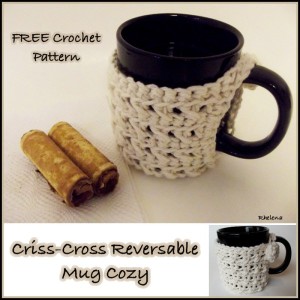Criss-Cross Reversible Mug Cozy by CrochetN'Crafts