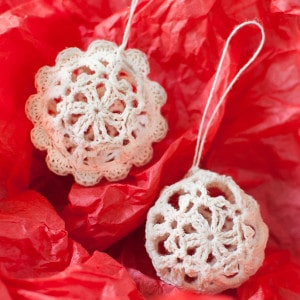 Lace Christmas Ornaments by Petals to Picots