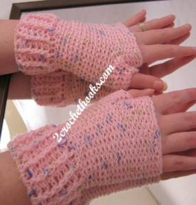 Ridged Cuff Fingerless Gloves by 2 Crochet Hooks for Oombawka Design