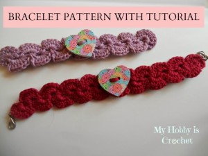 Bracelet with Heart Button by My Hobby is Crochet