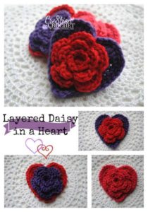 Layered Daisy in a Heart by Cre8tion Crochet