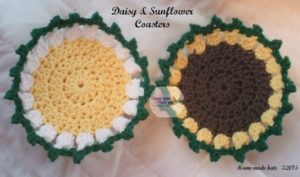 Daisy and Sunflower Coasters by Home Made Hats by Cheryl