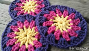 Happy Sun Coasters by Fiber Flux