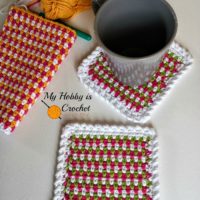 Woven Stitch Coasters by My Hobby is Crochet