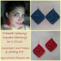 Framed Granny Square Earrings in Two Sizes by EyeLoveKnots