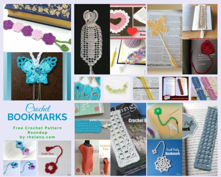A collage of crochet bookmarks