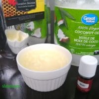 Ingredients needed including beeswax, coconut oil and an optional essential oil.