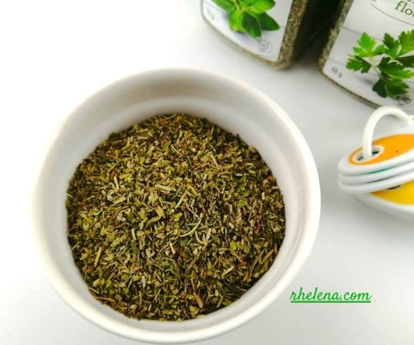 Italian Seasoning Mix Shown in a Small Bowl.