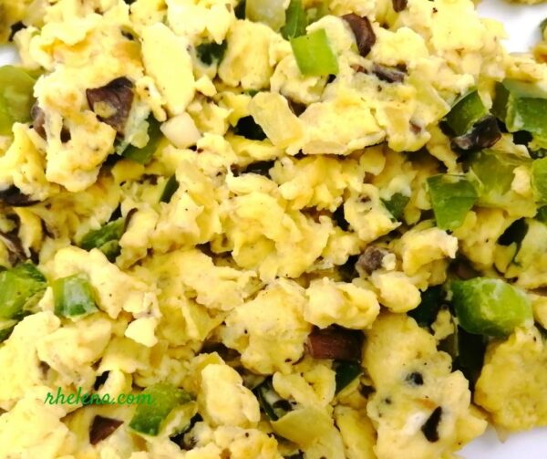 Scrambled Eggs With Peppers and Mushrooms.