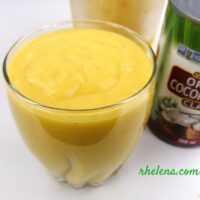 Easy tropical smoothie with coconut milk and fresh pineapple.