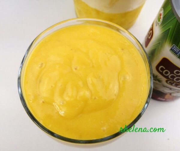 Easy tropical smoothie with coconut milk and fresh pineapple.