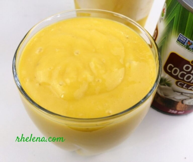 Easy tropical smoothie with coconut milk and fresh pineapple.