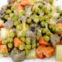 Roast beef Casserole with Peas, Carrots and Potatoes